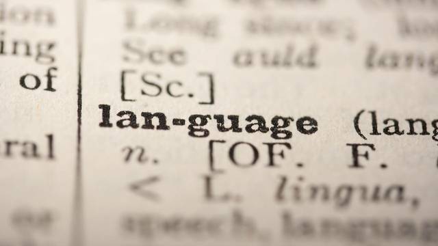 Wörterbucheintrag mit dem Wort ‚language‘ in Nahaufnahme