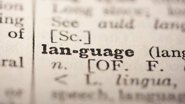 Wörterbucheintrag mit dem Wort ‚language‘ in Nahaufnahme