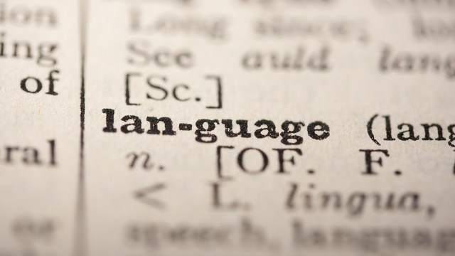 Wörterbucheintrag mit dem Wort ‚language‘ in Nahaufnahme