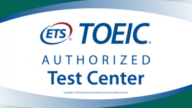Offizielles TOEIC Authorized Test Center Logo in Blau und Grün